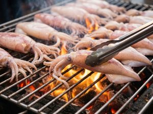 Freshly caught squid, grilled immediately on the spot.